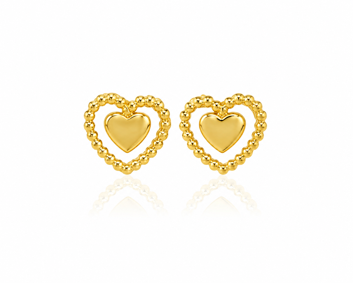 Brinco Coração Dourado Elegante