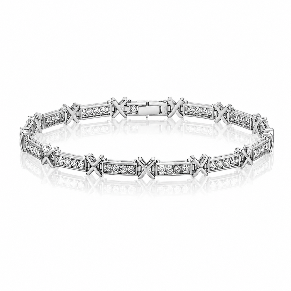 PULSEIRA BANHO DE PRATA COM DETALHE EM X