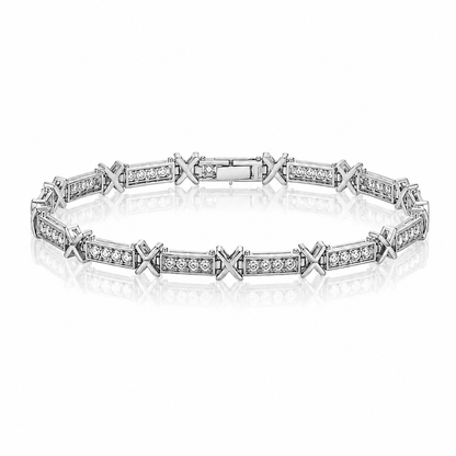 PULSEIRA BANHO DE PRATA COM DETALHE EM X