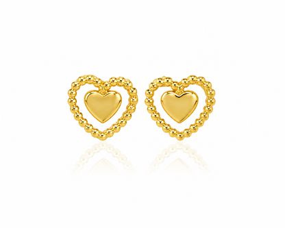 Brinco Coração Dourado Elegante