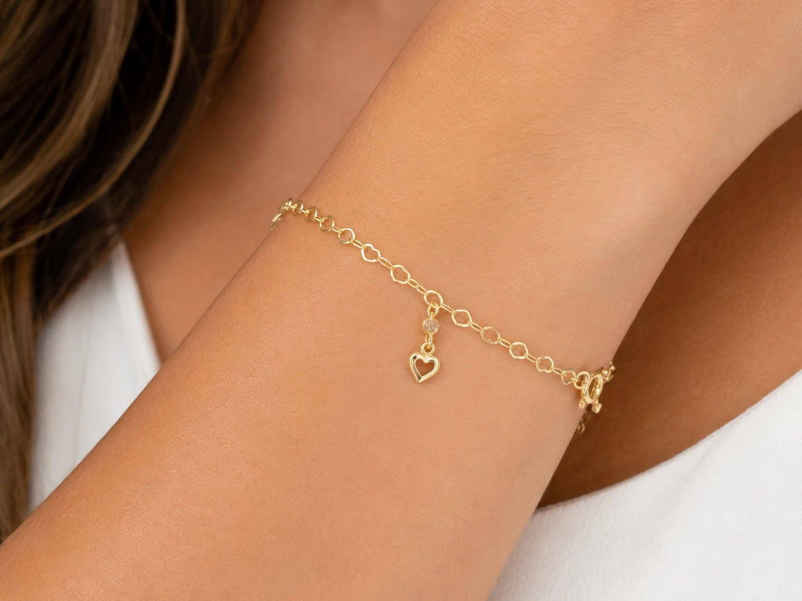 PULSEIRA DOURADA COM CORAÇÃO
