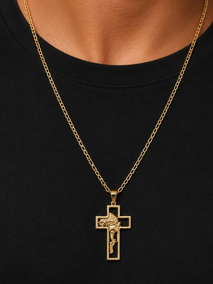 PINGENTE CRUZ JESUS DOURADO