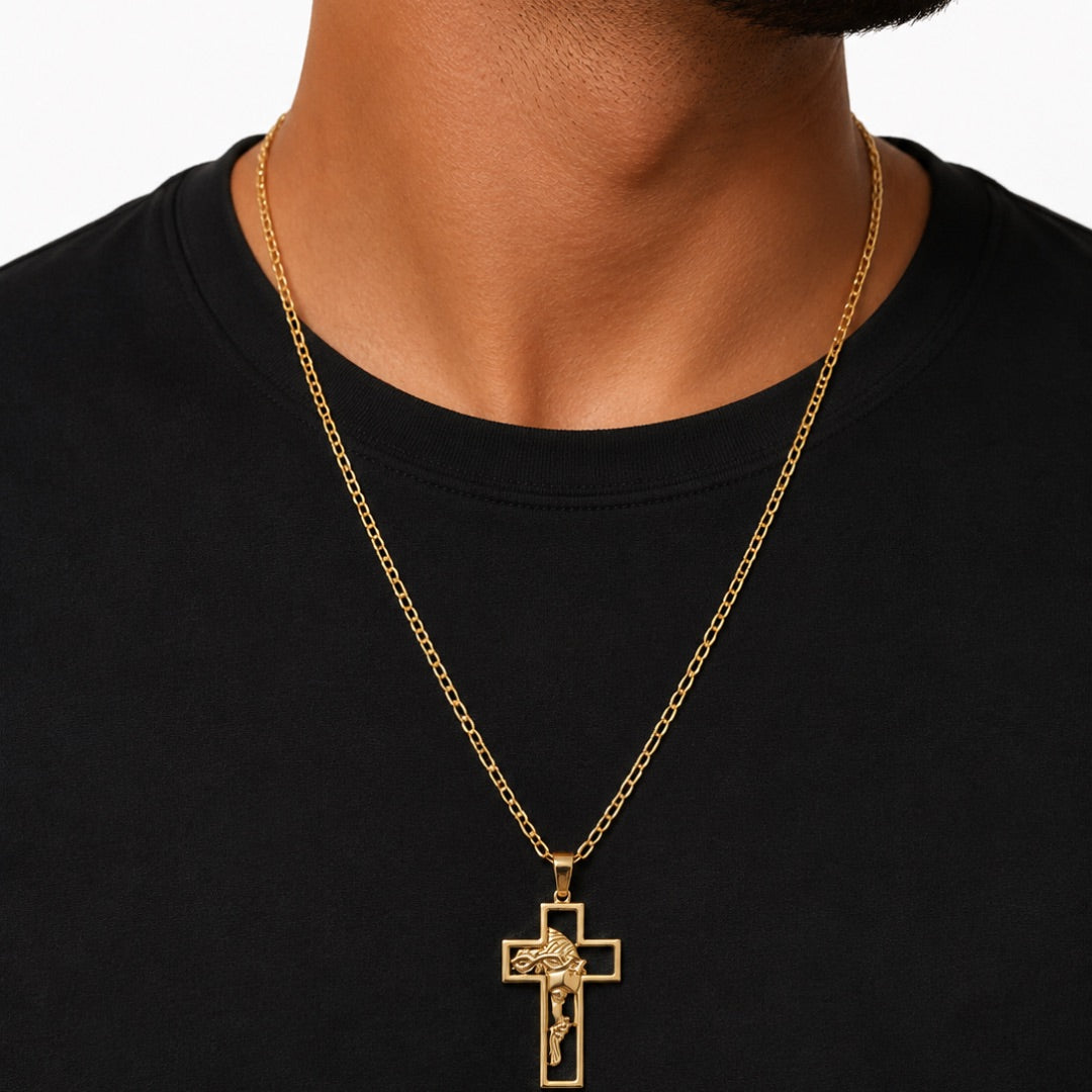 PINGENTE CRUZ JESUS DOURADO