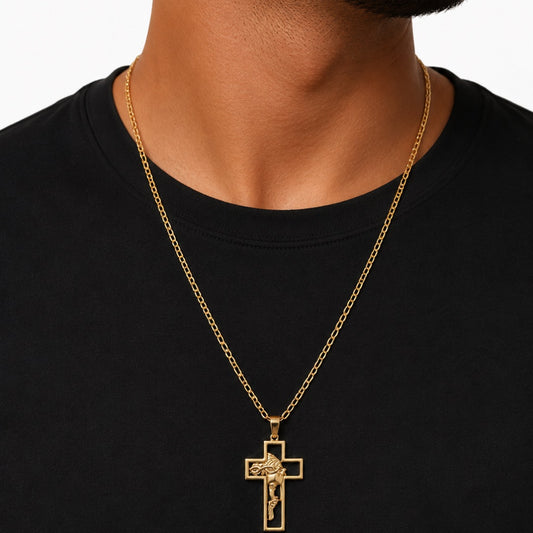 PINGENTE CRUZ JESUS DOURADO