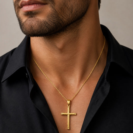 Pingente Dourado Masculino Cruz