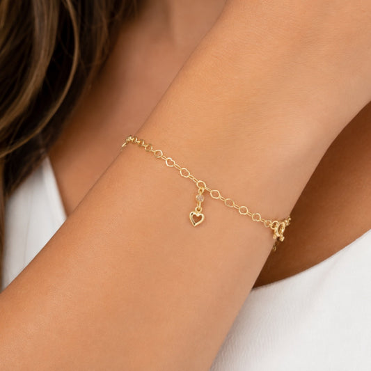 PULSEIRA DOURADA COM CORAÇÃO