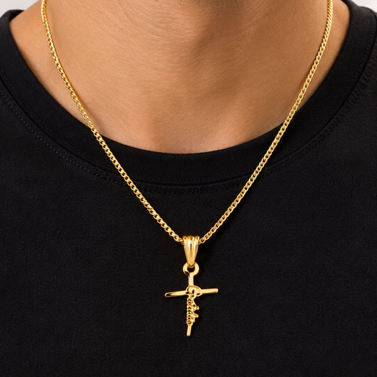 Pingente Dourado Cruz Gratidão