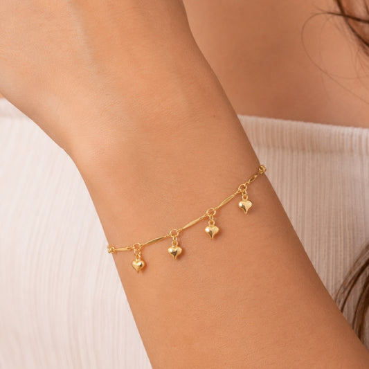 PULSEIRA CORAÇÕES DOURADA